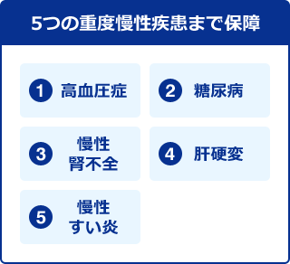 5つの重度慢性疾患まで保障