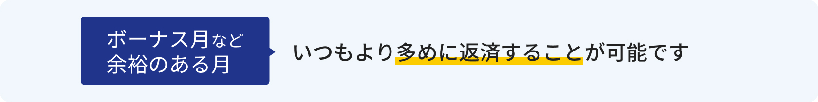 ボーナス月など余裕のある月は、いつもより多めに返済することが可能です