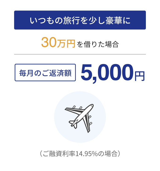 例1 お借入額30万円の場合、毎月のご返済額5,000円