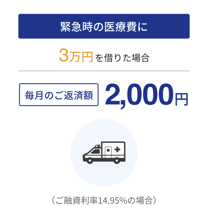 例3 お借入額20万円の場合、毎月のご返済額5,000円