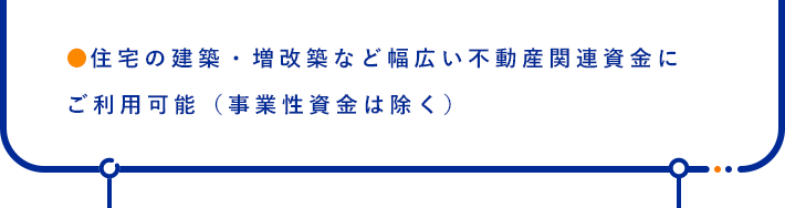 ●住宅の建築・増改築など幅広い不動産関連資金にご利用可能（事業性資金は除く）