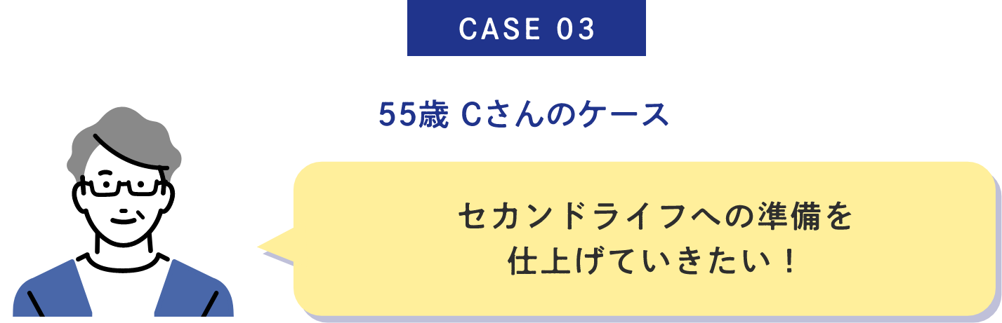 CASE03 55歳 Cさんのケース セカンドライフへの準備を仕上げていきたい！